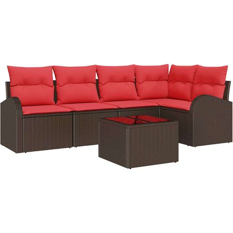 Gartensofa-set Braun Poly-Rattan vidaXL