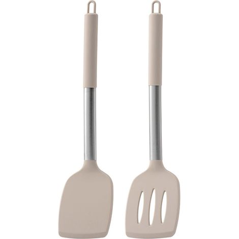 2-Piece Silicone Cooking Spatula Set - BPA Free - Non-Stick Coating - Heat Resistant Kitchenware - Suitable for all coated pans