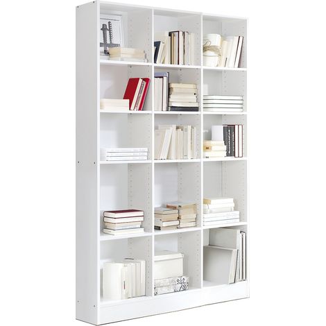 Etagère, bibliothèque avec 15 tablettes coloris chêne cambrian - longueur 121 x profondeur 33 x hauteur 186 cm