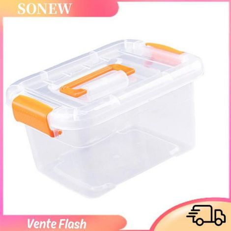 Sonew bac de rangement empilable clair Boîte de rangement transparente polyvalente de grande meuble bac Orange Grand 24 pouces (1/5)