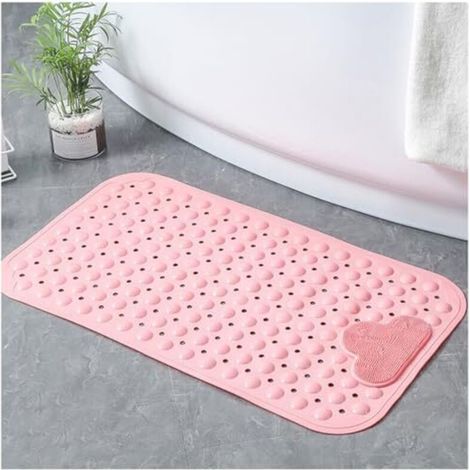Tappetino da doccia antiscivolo, 60 x 90 cm, tappetino da bagno antiscivolo con ventose, tappetino da doccia confortevole, lavabile in lavatrice, rosa