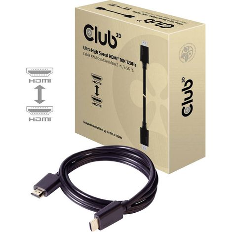 club3D HDMI Cavo Spina HDMI-A, Spina HDMI-A 2.00 m Nero CAC-1372 UHD 10K, UHD 8K, Cavo HDMI (1/5)