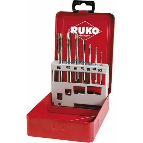 Set di 7 maschi rettificati RUKO HSS tipo B DIN 371/376, misure da M3 a M12. (1/2)