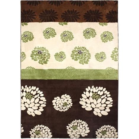 NATURE - Tapis motifs fleurs chocolat vert 160x230 (1/4)