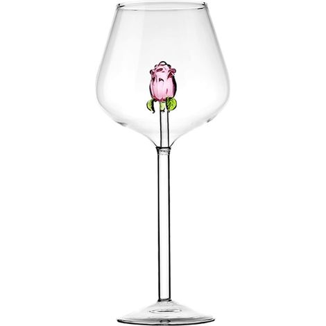 Verre à vin 3D Rose – 650 ml, design élégant et cadeau