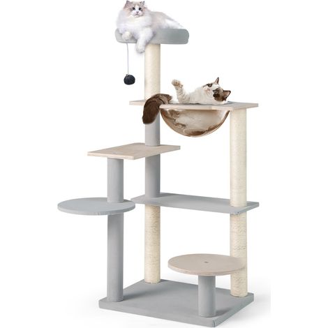 Albero per gatti più livelli piattaforma imbottita rimovibile centro attività interno alto 113cm (1/5)