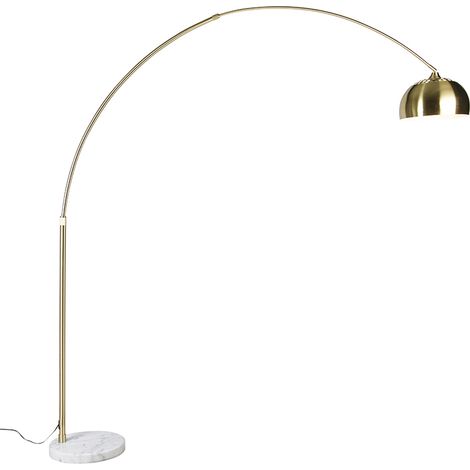 Arch Floor Lamp Brass with White Marble Base Adjustable - XXL