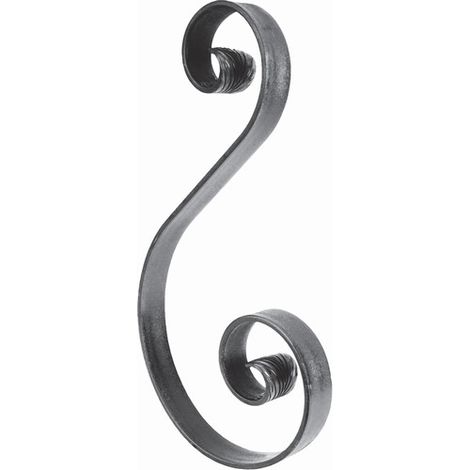 Deco Fer Forge – Volute en S finition queue de carpe – Fer forgé brut à souder – Dimensions 780x125mm – Plat 40x8mm pour renforcement décoratif