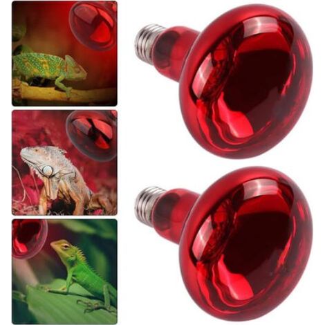 Lot de 2 Lampes Chauffantes Infrarouges E27 100W pour Reptiles, Tortues Serpents Amphibiens & Poussins (1/5)