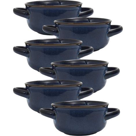 Set de 6 bols à soupe en Grés du Temps bleu (60ml) (1/5)