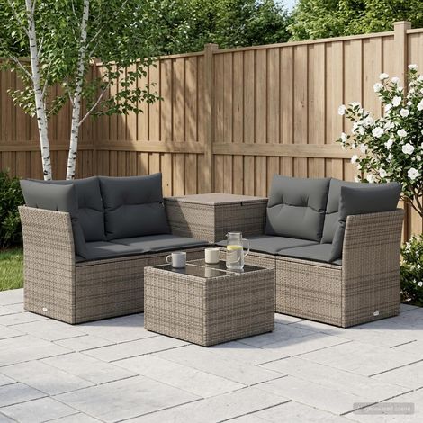 vidaXL Juego de Sofá 6 uds. Gris y Gris Oscuro 55 x 55 x 37 cm (1/5)