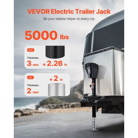 Cric de Remorque Électrique, 2267 kg, Cric de Camping-car Robuste avec Connecteur à 2 Voies, Manivelle, LED, Plage de Levage 255-86… (1/5)