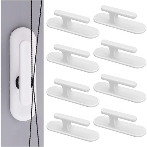 Juego blanco de 8 piezas que incluye enrolladores de cordón para persianas venecianas, ganchos de seguridad para los cordones de las persianas venecianas, bridas para los cordones de las persianas ven (1/5)