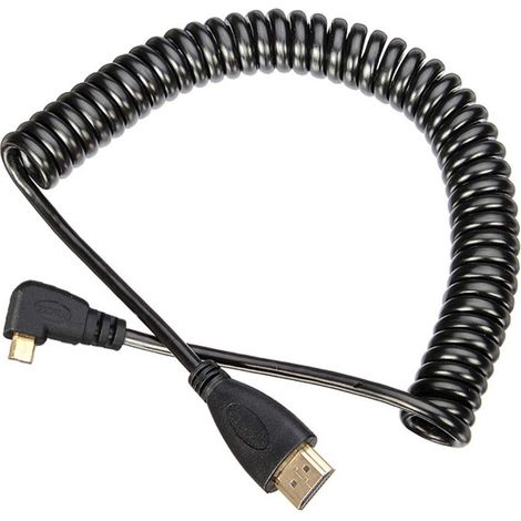 Câble extensible micro HDMI vers HDMI mâle HDTV pour téléphone portable, tablette et appareil photo coudé à 90 degrés droit noir (angle droit, noir) (1/5)