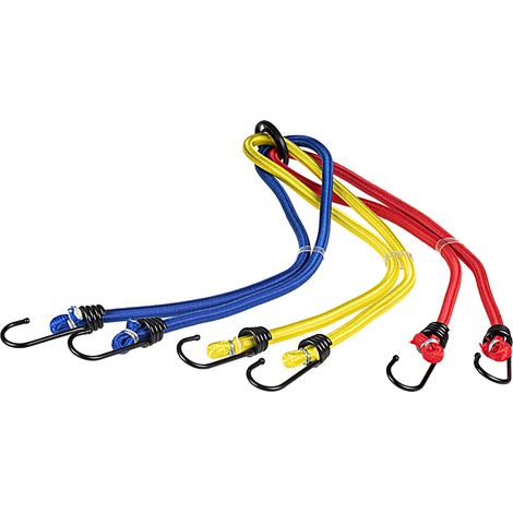 alca® Gepäckspanner mit Haken Gepäckhexagon 6 x 40 cm Gummi-Spannseile 6-Armig Elastisch mit Stahlhaken Sichern und Tragen von Lasten mehrfarbig
