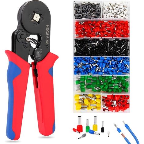 Pince a Sertir avec 1200 Pièces, Pince a Sertir Cosse Electrique, Pince Sertir Cosse, Cosses Electriques, Cosse Electrique a Sertir, Pinces à Sertir pour 0.25-10 mm²(Awg 23-7) (1/5)