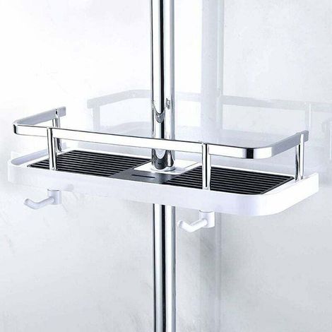Verstellbarer Duschkorb zur Wandmontage, Aufbewahrungskorb für Bad/Küche, Befestigung am Duschschlauch, rostbeständiger Metall-Duschkorb, praktisches Wandregal 270 mm x 116 mm x 50 mm (1/4)