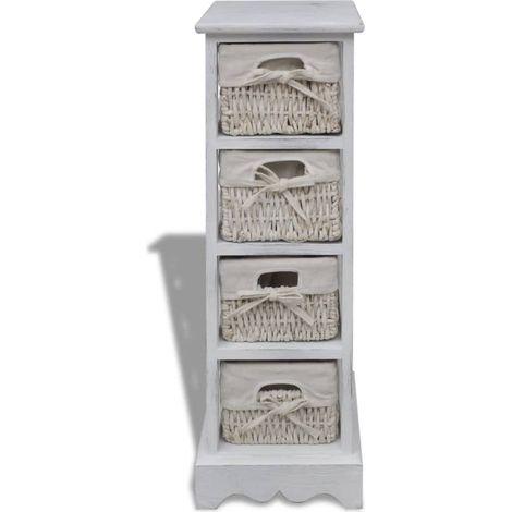 Maison Exclusive - Struttura in Legno con 4 Cestini Intrecciati Bianchi