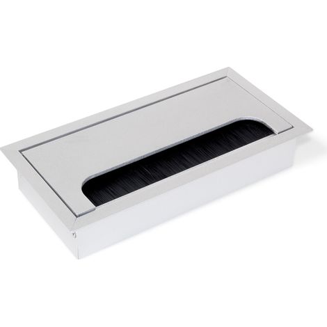 Emuca Pasacables para mesa Quadrum, rectangular, 159x80mm, para encastrar, Aluminio, Anodizado mate