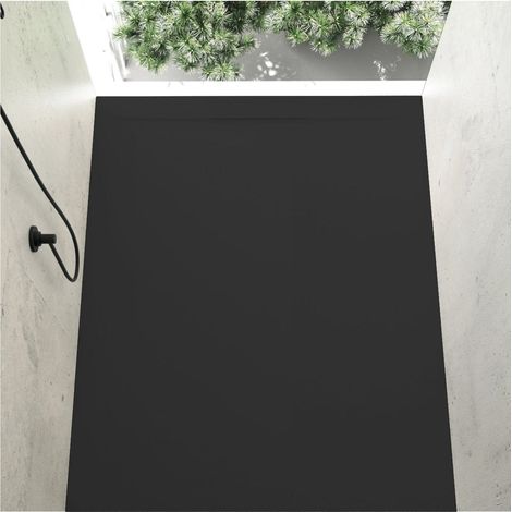 Piatto doccia ultrasottile 80 x 120 cm COSME in resina finitura ardesia nero