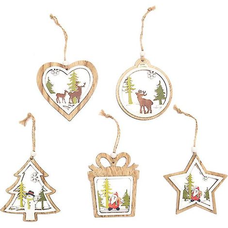 5 décorations de Noël en bois à suspendre