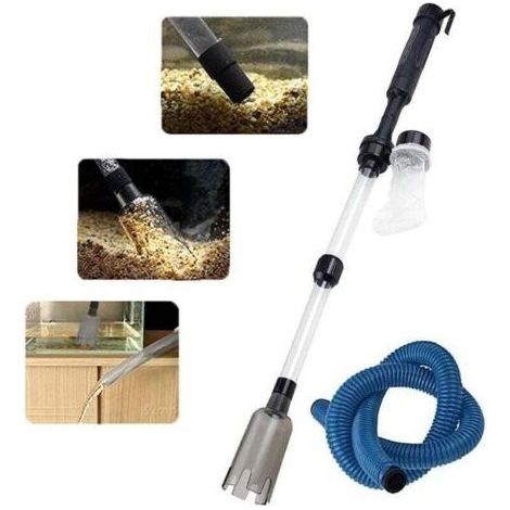 Aspirateur Aquarium Electrique, 3en1 Kit de Siphon d'Aquarium, Pompe à Siphon à Vide, Changeur d'Eau Laveur de Sable Nettoyage Des Débris Filtre Aspirateur de Gravier Électrique Convient pour (1/4)