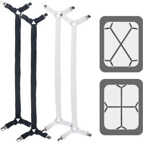 Set di 4 cinghie elastiche regolabili da 70-280 cm per lenzuola, materassi, assi da stiro o divani. (1/5)