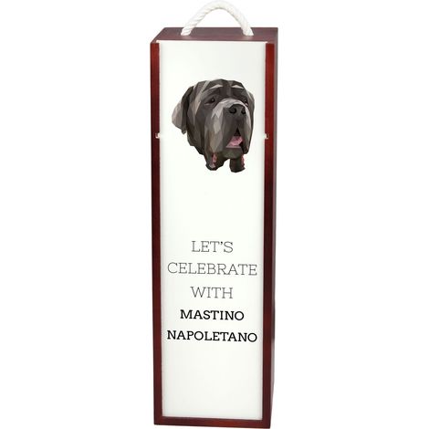 Mastín napolitano, Mastino napoletano - caja de vino geométrica con foto e inscripción de Art-Dog (1/5)