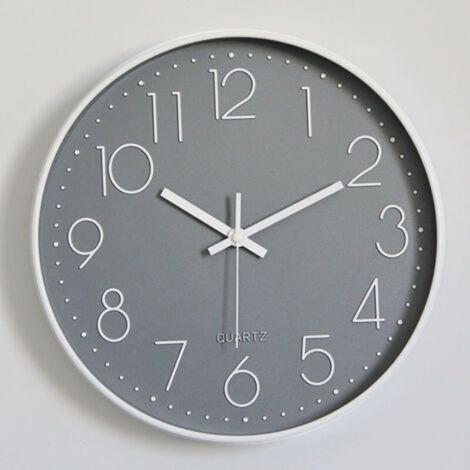 Modern Silent Non-Ticking Wall Clock, Silent Mute Wall Clock Pendulum Wall Clock for Bedroom Kitchen Living Room - Grey-30 CM (1/4)