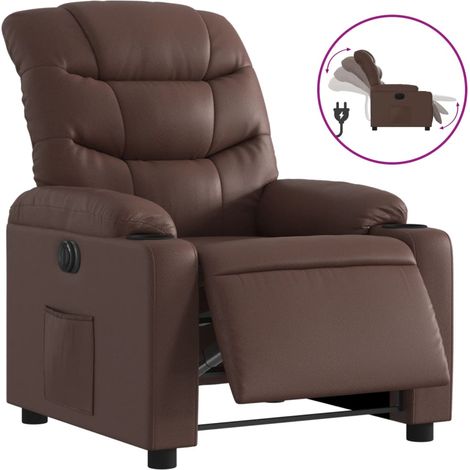 Fauteuil de Salon,Chaise,Fauteuil inclinable électrique Marron Similicuir CFW779499 (1/5)