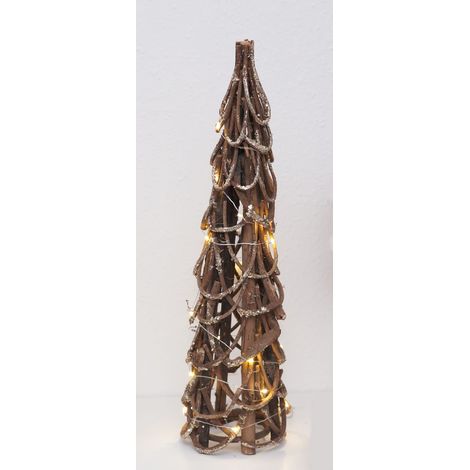 LED Rattan Weihnachtsbaum 50 cm - 20 LED - Deko Tannenbaum warm weiss beleuchtet
