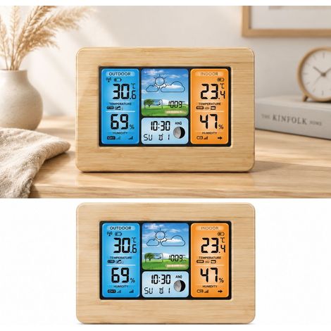 Station Météo Sans Fil Écran Couleur Température Intérieure/Extérieure ABS Particulier (1/5)