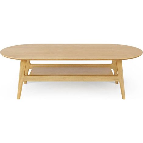 Table Basse en Bois "Courbée" 130cm Chêne (1/4)