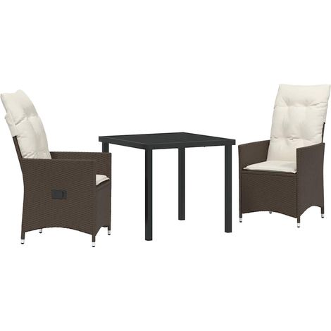 Garden Dining Set with Cushion 3 pcs Brown Poly rattan vidaXL (1/5)