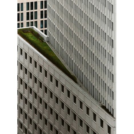 Papier peint panoramique urbain gratte ciel | Tapisserie panoramique blanc graphique | Papier peint panoramique 3d design pour couloir & ?bar - 192 X 260 cm (4 pièces) (1/2)
