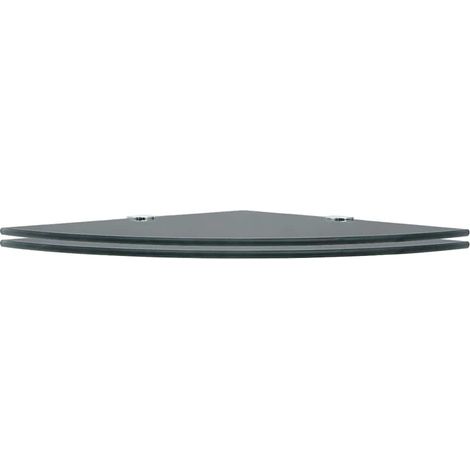 2 pcs Étagères d'angle murales - Étagères flottantes et supports chromés Verre Noir 25x25 cm (1/5)
