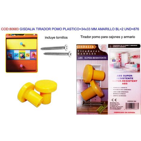 Tirador pomo GISDALIA Finstoc 34x33 mm amarillo