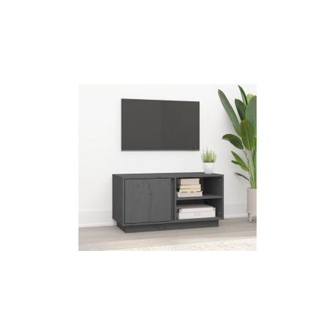Meuble TV Gris 80x35x40,5 Bois de pin massif (1/5)