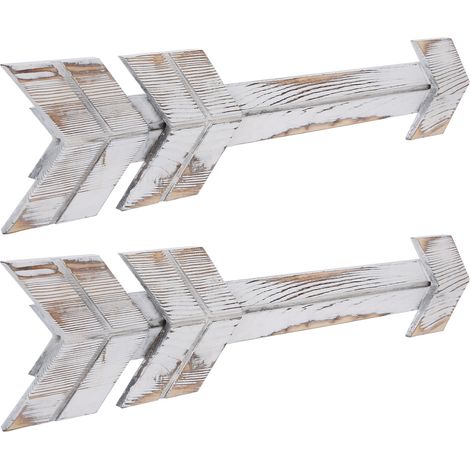 Décor Flèches En Bois - 42,5 cm - Accroche Dentelée - Décoration Murale Ferme - Lot de 2 (1/5)