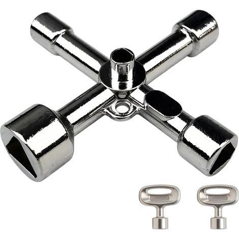 Set aus 3 universellen Multifunktionsschlüsseln für Heizkörper und Abfalleimer, mit 2 kleinen dreieckigen Zinklegierungsschlüsseln für Elektroschränke und Absperrpfosten (1/5)