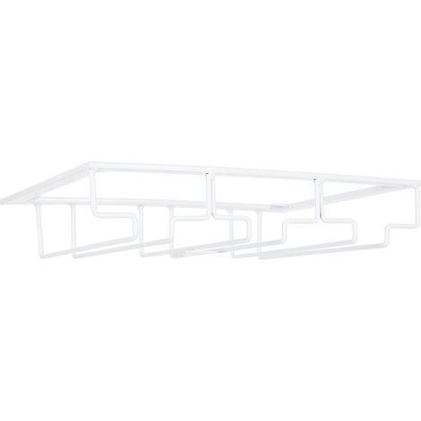 Porte-verres à vin à suspendre sous un meuble, en métal, pour bar ou cuisine, 3 emplacements, 30 x 22,5 cm, blanc. (1/5)