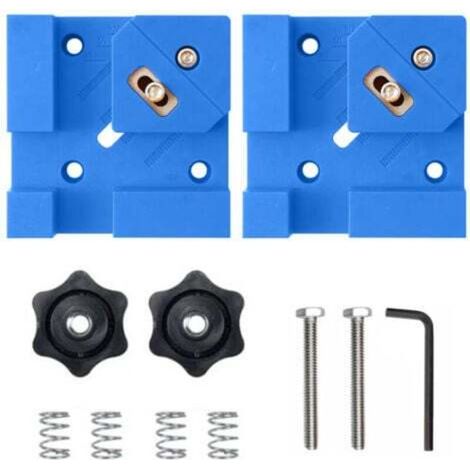 Set of 2 multi-function 90-degree clamps suitable for woodworking and installing cabinetmaking fasteners, furniture assembly (Blue)
