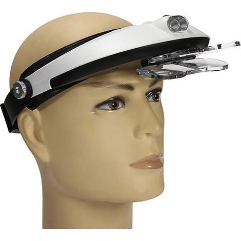 Loupe Lampe Casque Frontale TEMPSA - 2 LED - 5 Lens - Réparation Travail Precision Magnifier (1/4)