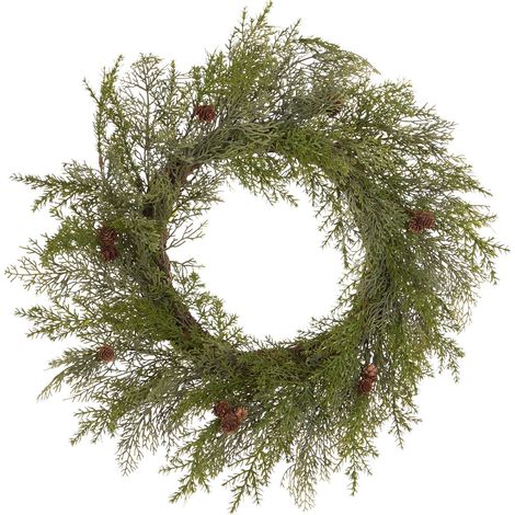 Ghirlanda di Natale sintetica con pigne per porta d'ingresso 70 cm verde Panrun (1/5)