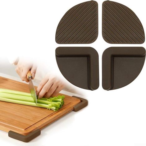 Tapis antidérapants en silicone marron, lot de 4 patins protection (1/5)