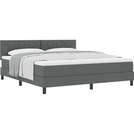 Maison Exclusive - Lit à ressorts avec tête de lit Gris foncé 180 x 200 cm tissu (1/5)