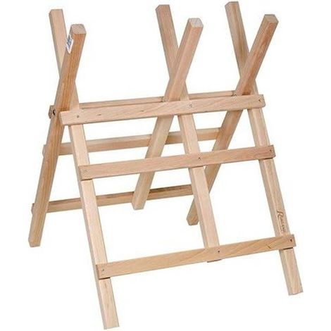 Chevalet Porte Bûche en Bois 3 Branches - Pratique et Robuste - Rangement Efficace - D-Work (1/2)