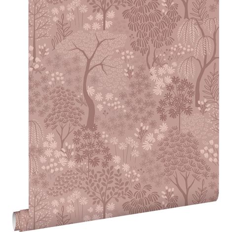 papier peint des arbres et des fleurs rose terracotta - ESTAhome (1/5)
