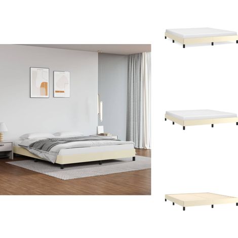 Cadre de lit Crème 160x200 cm Similicuir - Cadre De Lit - Cadres De Lit - Lit - Meubles De Chambre À Coucher (1/5)