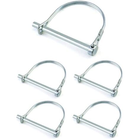 Lot de 5 goupilles de verrouillage forme D – Acier au carbone zingué – Longueur 70 mm – Pour attelage remorques et machines